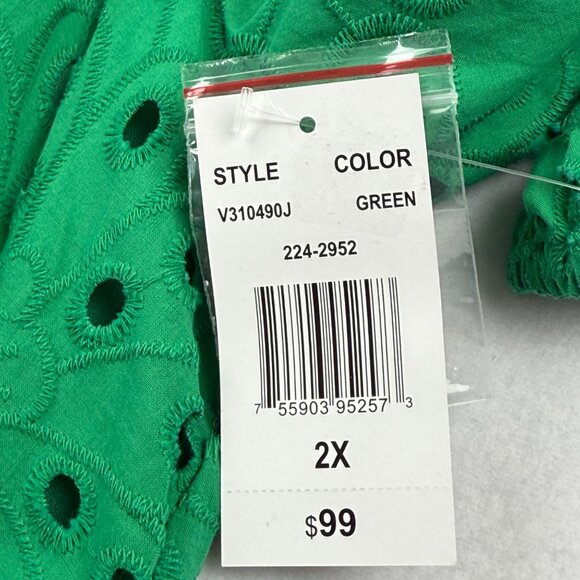 R.N Studio By Ronni Women's Pullover Lined Green Eyelet Dress Size 2X NWT $99.00 - Picture 7 of 13